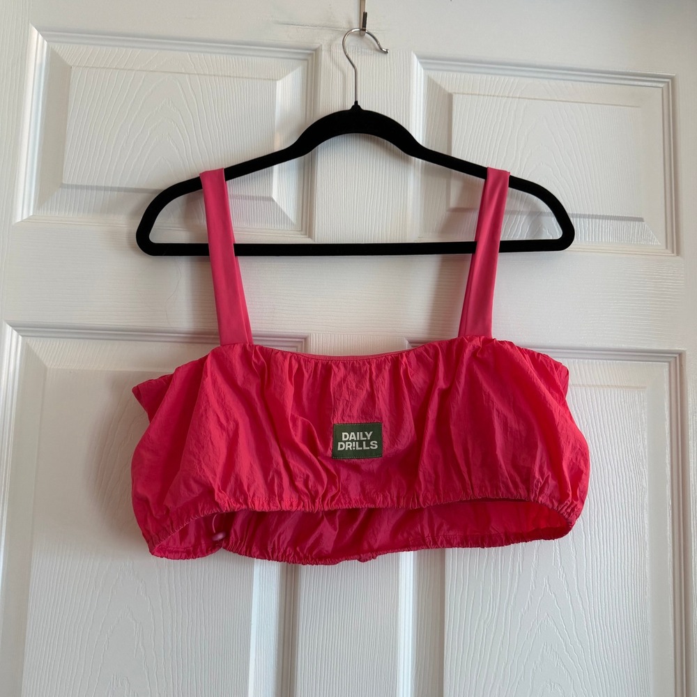Daily Drills Bubble Bra Crop Top Hot Pink Large Athleisure Streetwear Summer - Picture 2 of 5